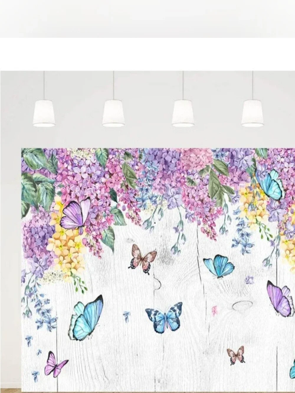 Floral Butterfly Wall Mural - Purple, Blue & Yellow